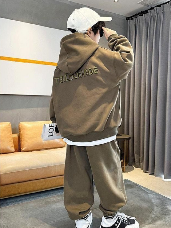 Set de haine de toamnă pentru copii pentru băieți, cu broderie cu litere, pulover cu glugă, top și pantaloni, costum 2 piese, fetiță, treninguri, haine de relaxare