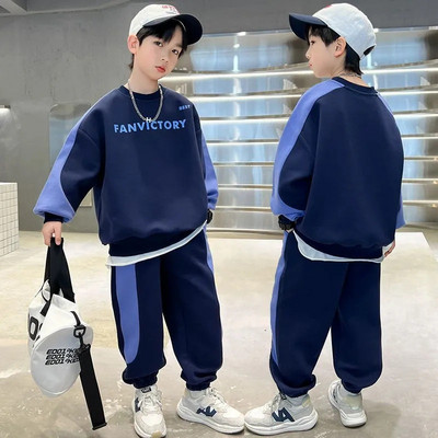 Teismeliste poiste rõivakomplekt, sügistalvine kiri Pullover, dressipluus ja pükskostüüm, lastele 2-osaline varustus, spordidress, puhkeriided