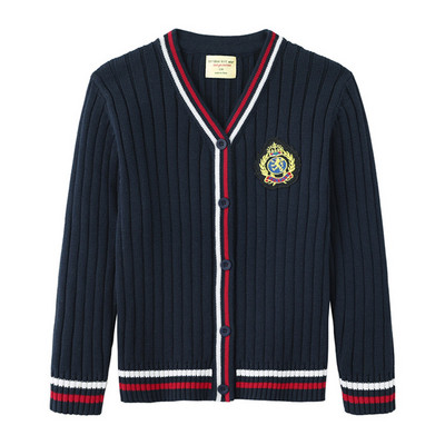 Koolistiil Sügis Uued Lapsed Poisid Tüdrukud Riided Kampsun Kampsun Õpilane Kootud Kardiganid Kudumid Puuvillane Suur poiss Jope Topid