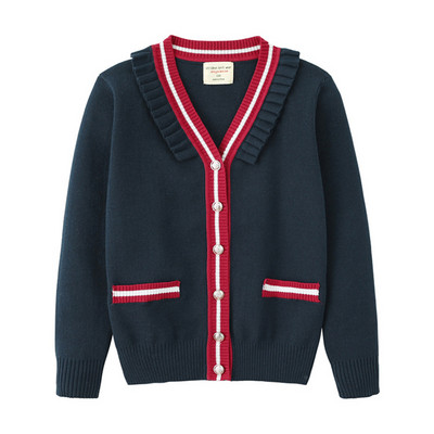 Koolistiil Sügis Uued Lapsed Poisid Tüdrukud Riided Kampsun Kampsun Õpilane Kootud Kardiganid Kudumid Puuvillane Suur poiss Jope Topid