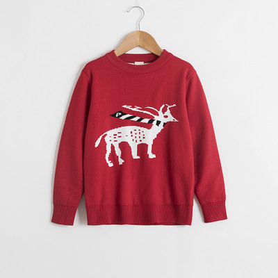 Bebeluși băieți Pulover tricotat Elk Print Roșu Topuri de Crăciun Tricouri cu mânecă lungă Iarnă Cald Haine casual 3-6 ani Fete Costum de Crăciun