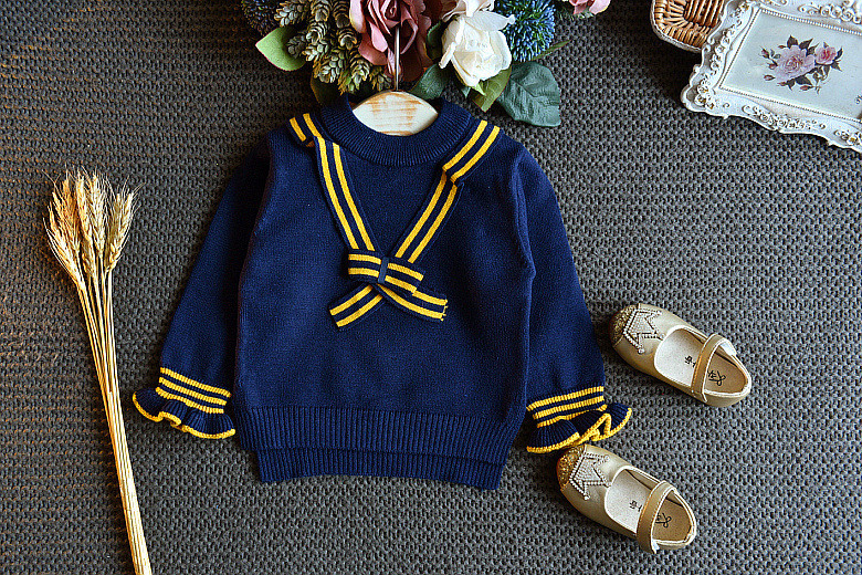 2021 Toamnă Iarnă Îmbrăcăminte Coreeană Copii Fete Culoare Solidă Tricot în V Cămașă cu mâneci lungi + Fusta Set de pulover