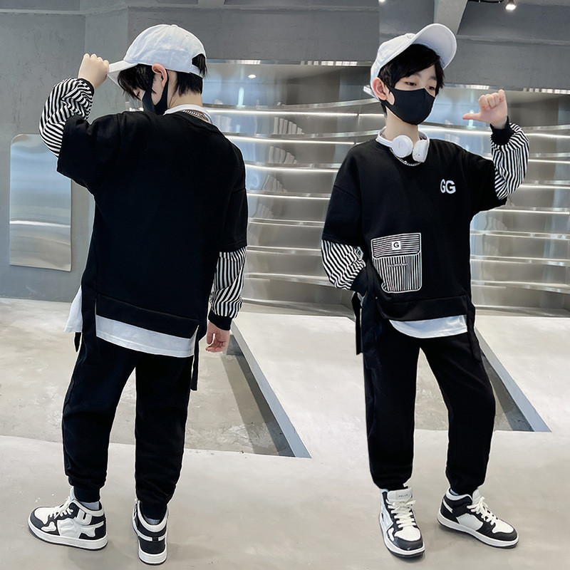 Poiste rõivakomplektid Lastele Mood Stripe Beebi pikkade varrukatega kampsun ja püksid ülikond Dressipluus Püksid Komplektid Laste Spordiülikond