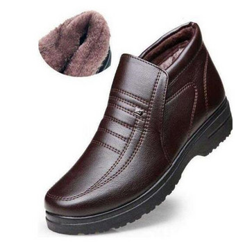 Зимни водоустойчиви мъжки ежедневни кожени обувки Фланелени високи мъжки ежедневни обувки, топли гумени зимни обувки за мъже