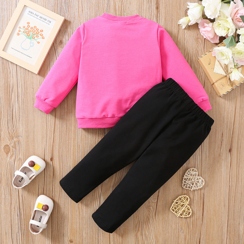 2023 uus armastustrükiga pikkade varrukatega kampsun kaheosaline tüdrukute vabaaja topp + püksid puuvillane pehme beebitüdruku moerõivaste ülikond