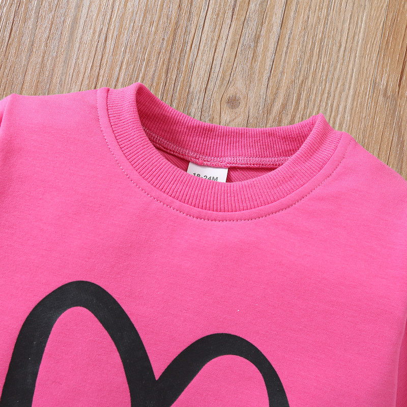 2023 uus armastustrükiga pikkade varrukatega kampsun kaheosaline tüdrukute vabaaja topp + püksid puuvillane pehme beebitüdruku moerõivaste ülikond