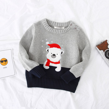 Детски пуловер за весела Коледа, момчета, момичета, деца, плетен пуловер с О-образно деколте, пуловер с анимационни мотиви, тийнейджърски пуловер за момичета, новогодишни дрехи