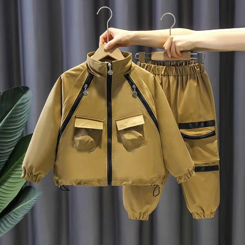 Sügisbeebi poistele kiri riided lapsed tüdrukud lukuga kardigan jakid ja püksid tuuletõkked sport Trench mantel püksid dressid