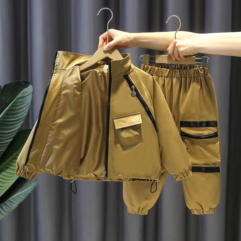 Sügisbeebi poistele kiri riided lapsed tüdrukud lukuga kardigan jakid ja püksid tuuletõkked sport Trench mantel püksid dressid