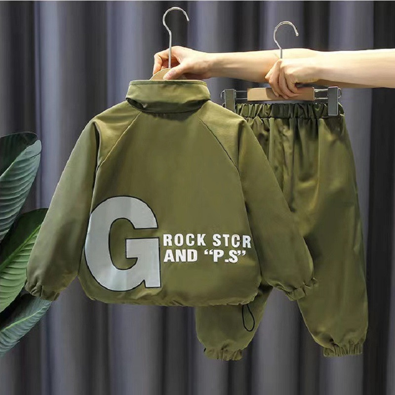 Sügisbeebi poistele kiri riided lapsed tüdrukud lukuga kardigan jakid ja püksid tuuletõkked sport Trench mantel püksid dressid