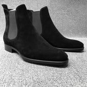Pánske čižmy Chelsea čierne hnedé zamatové členkové spoločenské topánky Pánske vychádzkové topánky Odolné spoločenské čižmy Chelsea Botas de Hombre