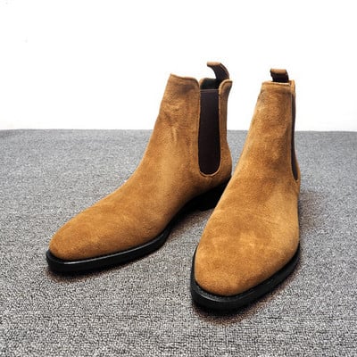 Pánske čižmy Chelsea čierne hnedé zamatové členkové spoločenské topánky Pánske vychádzkové topánky Odolné spoločenské čižmy Chelsea Botas de Hombre