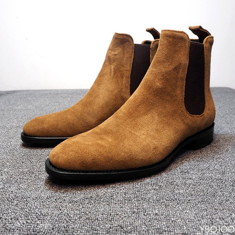 Pánske čižmy Chelsea čierne hnedé zamatové členkové spoločenské topánky Pánske vychádzkové topánky Odolné spoločenské čižmy Chelsea Botas de Hombre