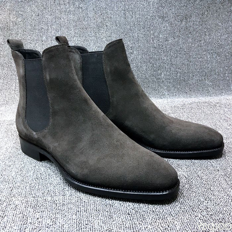 Pánske čižmy Chelsea čierne hnedé zamatové členkové spoločenské topánky Pánske vychádzkové topánky Odolné spoločenské čižmy Chelsea Botas de Hombre