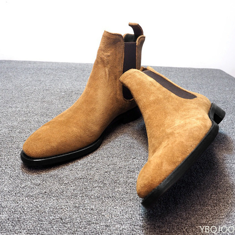Pánske čižmy Chelsea čierne hnedé zamatové členkové spoločenské topánky Pánske vychádzkové topánky Odolné spoločenské čižmy Chelsea Botas de Hombre