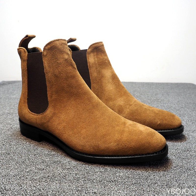 Pánske čižmy Chelsea čierne hnedé zamatové členkové spoločenské topánky Pánske vychádzkové topánky Odolné spoločenské čižmy Chelsea Botas de Hombre