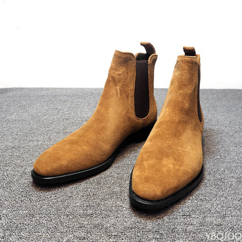 Pánske čižmy Chelsea čierne hnedé zamatové členkové spoločenské topánky Pánske vychádzkové topánky Odolné spoločenské čižmy Chelsea Botas de Hombre