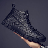 Iarna Noi pantofi din piele pentru bărbați, înalți, cu temperament simplu, pentru petrecerea timpului liber, pentru bărbați, cizme mijlocii, ușoare, pantofi la modă britanic sălbatic