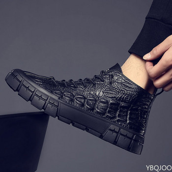 Зимни нови мъжки високи кожени обувки с обикновен темперамент за свободното време за мъже Средни ботуши Леки британски диви модерни обувки
