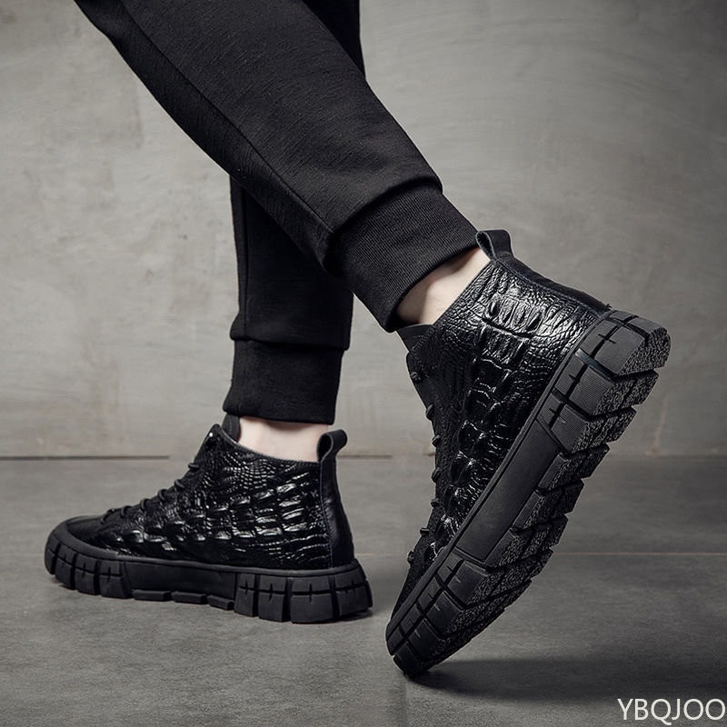 Iarna Noi pantofi din piele pentru bărbați, înalți, cu temperament simplu, pentru petrecerea timpului liber, pentru bărbați, cizme mijlocii, ușoare, pantofi la modă britanic sălbatic