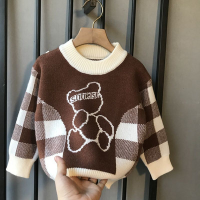 Berniukas megztinis vaikiskas rudeninis drabuzelis vaikiškas megztinis rudeninis kūdikio paltas Storas vaikiškas ruduo ir žiema