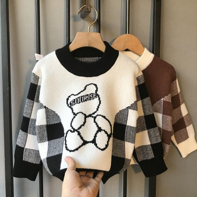 Berniukas megztinis vaikiskas rudeninis drabuzelis vaikiškas megztinis rudeninis kūdikio paltas Storas vaikiškas ruduo ir žiema