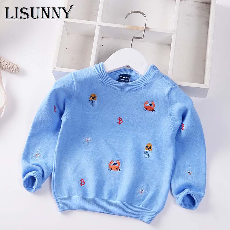 Poiste kampsun tikandid Multikad Lastele kootud pullover Riided 2023 Sügisbeebi värvi sobitamine Laste imikute kampsunid