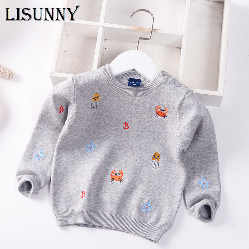 Poiste kampsun tikandid Multikad Lastele kootud pullover Riided 2023 Sügisbeebi värvi sobitamine Laste imikute kampsunid