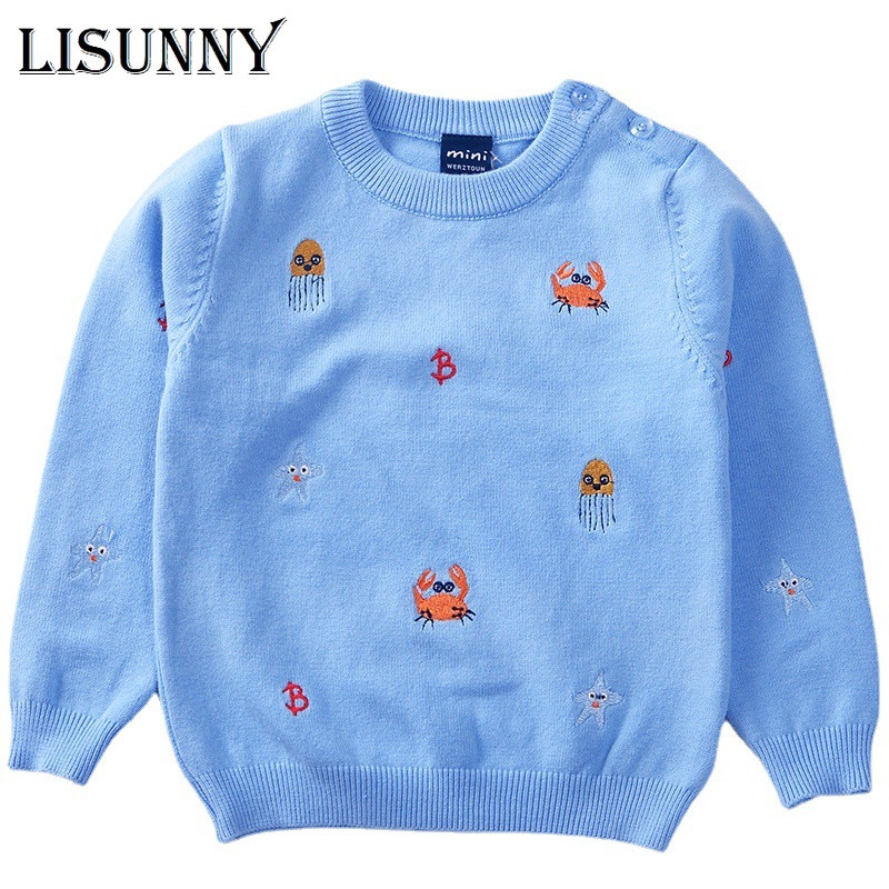 Poiste kampsun tikandid Multikad Lastele kootud pullover Riided 2023 Sügisbeebi värvi sobitamine Laste imikute kampsunid