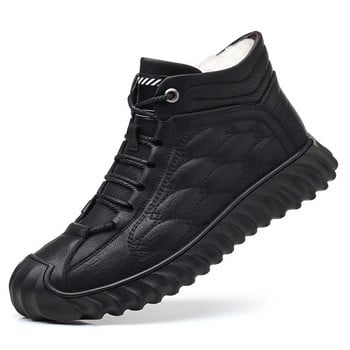 Мъжки памучни обувки 2024 Зимни плюшени изолирани обувки Устойчиви на студен сняг работни ботуши Удобни ежедневни обувки на открито Модни къси