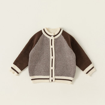 Νέο φθινόπωρο, χειμερινό αγόρι μωρό πλέξιμο ζακέτα συνονθύλευμα πουλόβερ κορίτσι Παιδικό πλεκτό μόδας Casual μπλουζάκια Παιδικά ριγέ μπουφάν