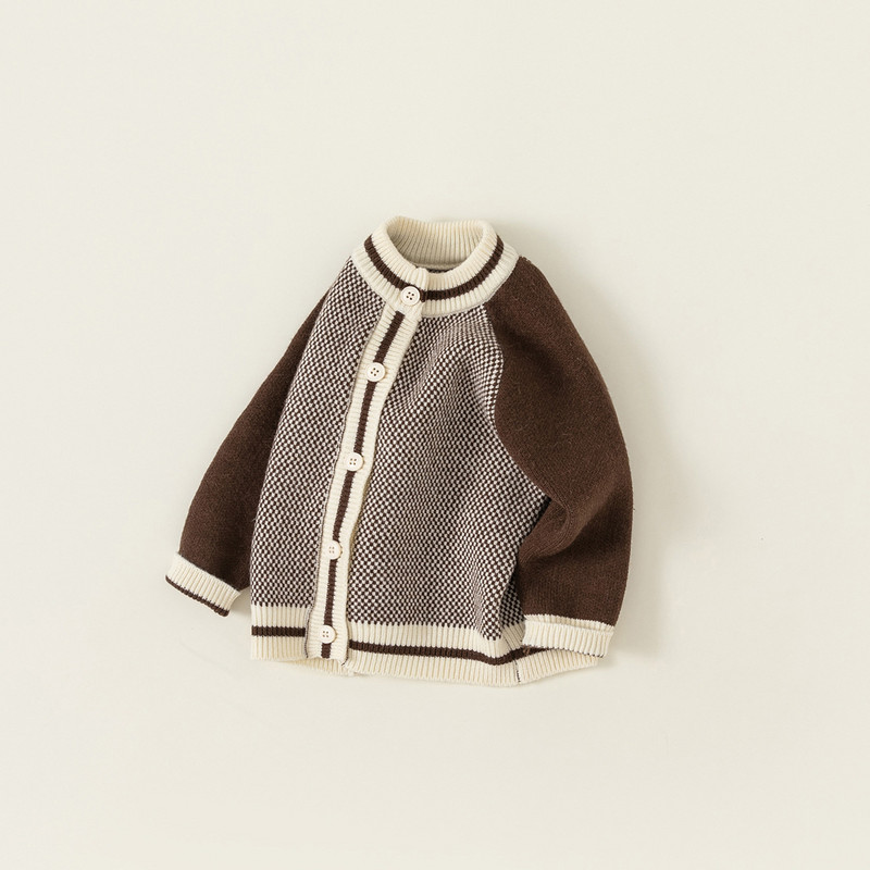 Uus sügistalvine poiss, beebi kudumine kampsun lapiline kampsun, tüdruk, laste mood, kududa, vabaaja topid, mantel, laste triibulised jakid