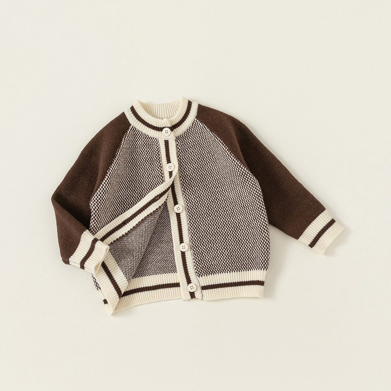 Uus sügistalvine poiss, beebi kudumine kampsun lapiline kampsun, tüdruk, laste mood, kududa, vabaaja topid, mantel, laste triibulised jakid