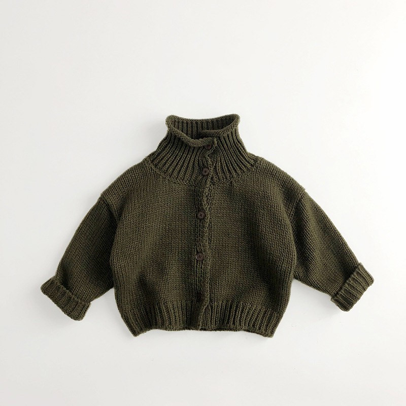 Sügistalvine Tüdrukute Turtleneck Pikkade Varrukatega Kampsun Soliidne Poisi Laste Kootud Kardigan Retro vabaaja Laste Pullover Särk