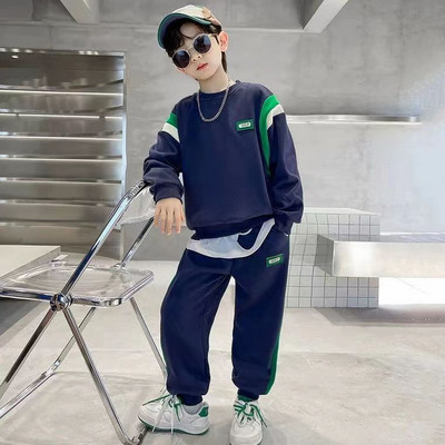 Haine de toamnă pentru copii, băieți, ocazional, mozaic, 2 bucăți, pulover pentru adolescenți, pulover, pantaloni, ținute sport, trening, îmbrăcăminte de relaxare