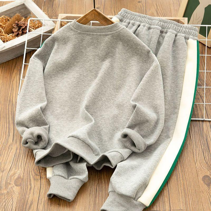 Sügisesed lapsed poisiriided vabaaja lapitehnika, 2-osalised komplektid teismeliste kampsun, pullover, püksid, riietus, spordi- ja spordidressid, puhkeriided