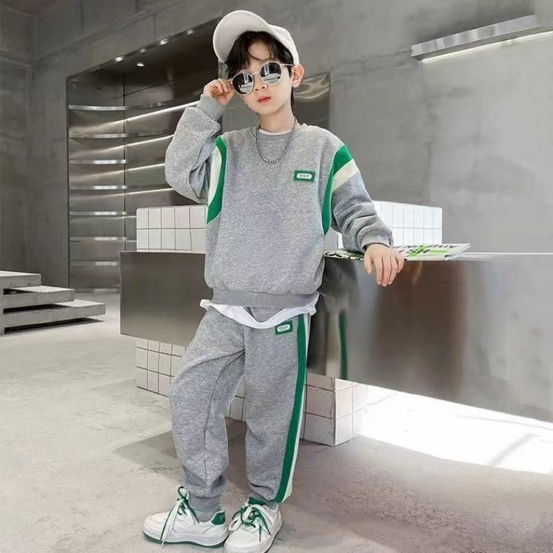 Sügisesed lapsed poisiriided vabaaja lapitehnika, 2-osalised komplektid teismeliste kampsun, pullover, püksid, riietus, spordi- ja spordidressid, puhkeriided