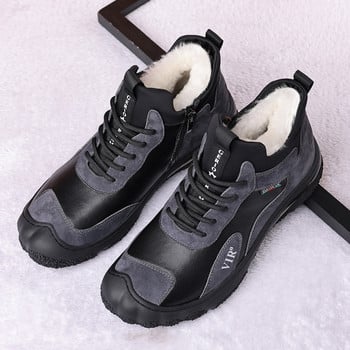 Зимни удобни къси ботуши за сняг Мъжки нови плюшени топли модерни неплъзгащи се памучни обувки Разходки на открито Спортни ежедневни обувки