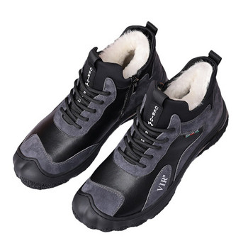 Зимни удобни къси ботуши за сняг Мъжки нови плюшени топли модерни неплъзгащи се памучни обувки Разходки на открито Спортни ежедневни обувки