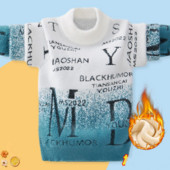 2023. aasta uued lasteriided poisid, poolkõrge krae, pikad varrukad, paksud sügistalv, kiri, kontrastsus, värv, sobivad kampsunid, džemprid