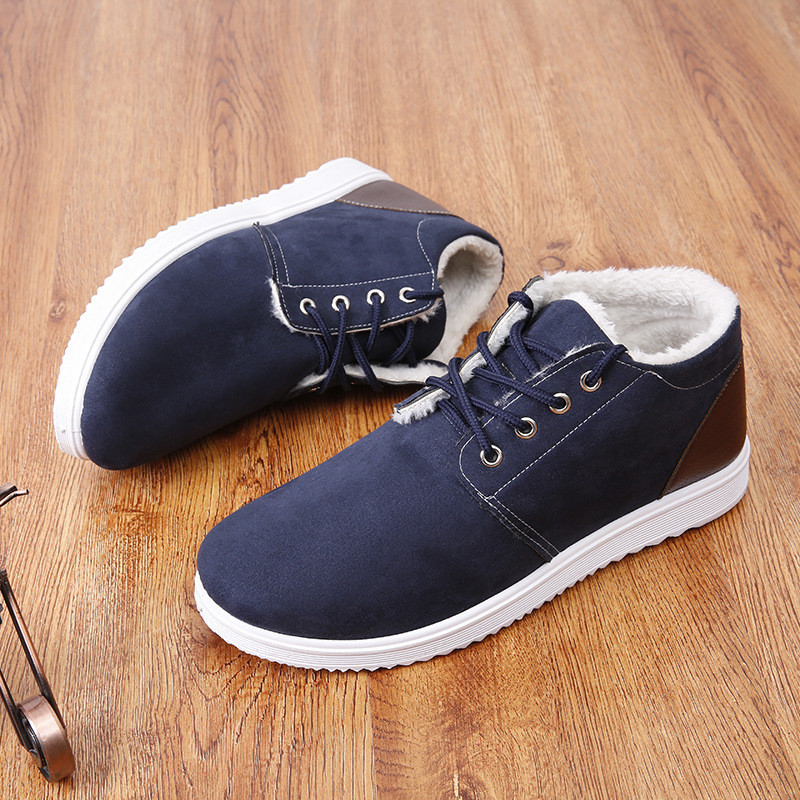 Talvised Meeste Lühikesed Saapad Uus Retro Palus Soe Mugav Paksu Tallaga Töö Lumesaapad Õues Mood Sport Vabaaja puuvillased kingad