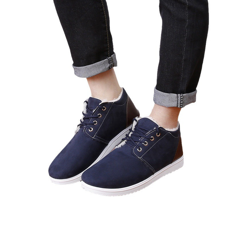 Talvised Meeste Lühikesed Saapad Uus Retro Palus Soe Mugav Paksu Tallaga Töö Lumesaapad Õues Mood Sport Vabaaja puuvillased kingad