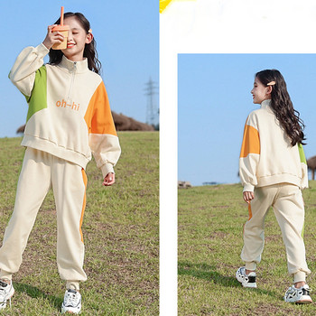 Παιδικά Σετ ρούχων Γυναικεία αθλητικά κοστούμια Άνοιξη Νέο μακρυμάνικο πουλόβερ+παντελόνι Casual κορίτσια φθινοπωρινά ρούχα για εφήβους 3-13 ετών