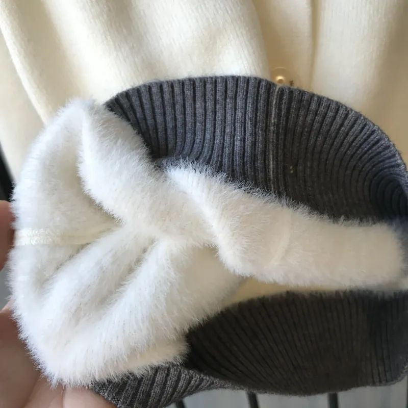 Haine noi pentru copii Băieți Căptușeală de lână Gros Gât crew Mâneci lungi Toamnă Iarnă Coreeană Kawaii Culoare uni Button Pulovere Pulovere