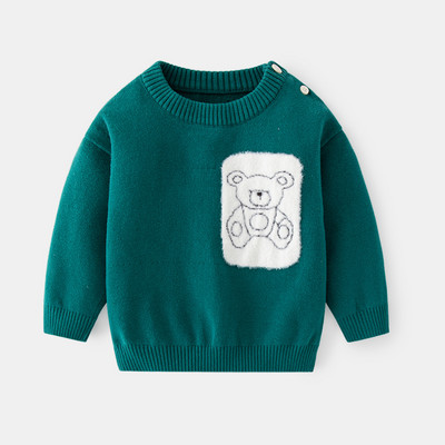 Laste pullover kampsun puuvillane lõng soe väikelaps poistele ja tüdrukutele pikkade varrukatega karu kootud top sügis- ja talveriided