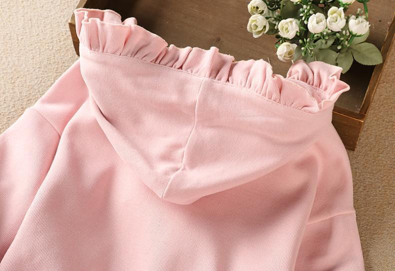 2020. aasta sügisene uus tüdrukute ülikond Korea mood Multikad Moodsa volangiga kapuutsiga kampsun ja vikerkaaremarli seelik kaheosaline ülikond 2-7 a