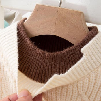 2023 Нови пуловери за момчета Зимни дрехи Момичета Ежедневна карирана мода Нови деца Дебели топли меки детски костюми за плетене