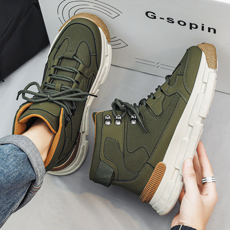 Sügistalvised meeste sõjaväesaapad 2024, uus kõrge, paks tallaga välistingimustes ronimine, lumised töösaapad, mood vabaaja spordijalatsid, pehmed