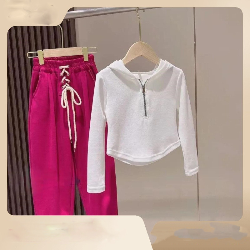 Set de îmbrăcăminte pentru fete de primăvară Costum sport la modă Pulover cu fermoar + pantaloni Toamnă Bebeluș Haine pentru copii Set pentru copii de gimnaziu