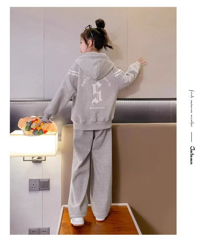 Tüdrukute kapuutsiga vabaaja dressipluusi komplekt kevadriided juunioride laste pikkade varrukatega jakk dressipüksid sügistrend 3-15 a